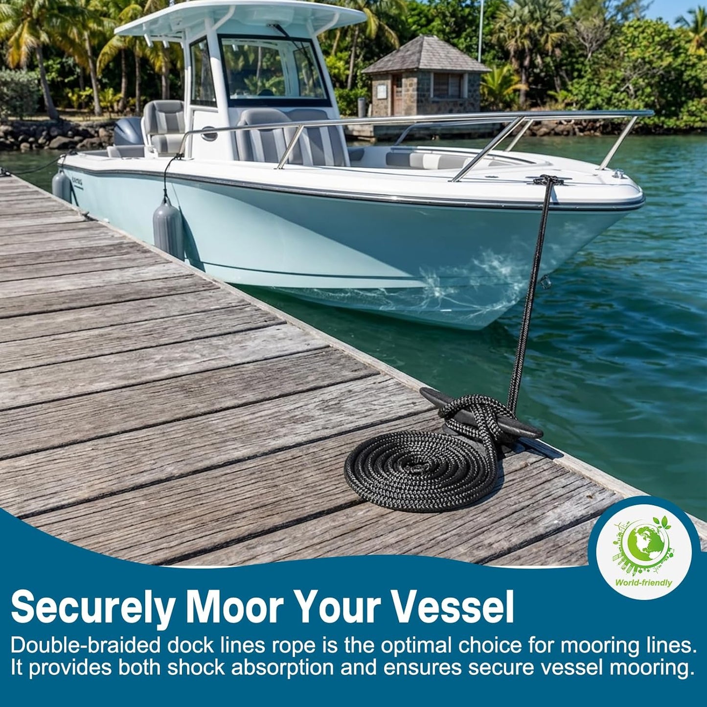 Premium Marine-Grade Dock Lines by [Brand Name] | 4 Pack 1/2" x 15’ Double Braided Nylon with 12" Eyelet - Black