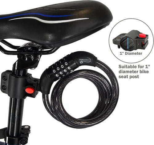 Lumintrail Bike and Scooter Lock Cable - 6ft Heavy-Duty Anti-Theft Combination Lock | Black