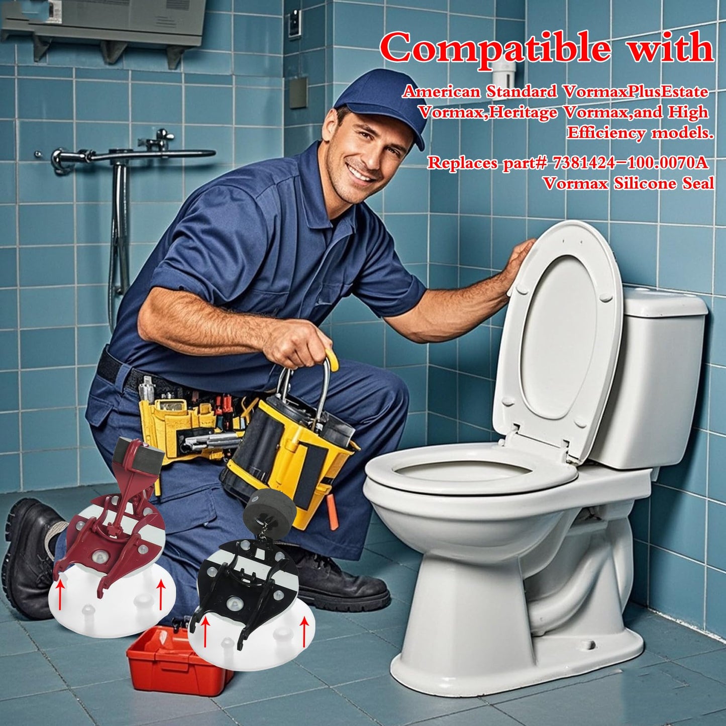 Replacement for Vormax Toilet Tank Silicone Flapper Seal Gasket 3'' - Fit for American Standard 7381424-100.0070A (4 Pack)