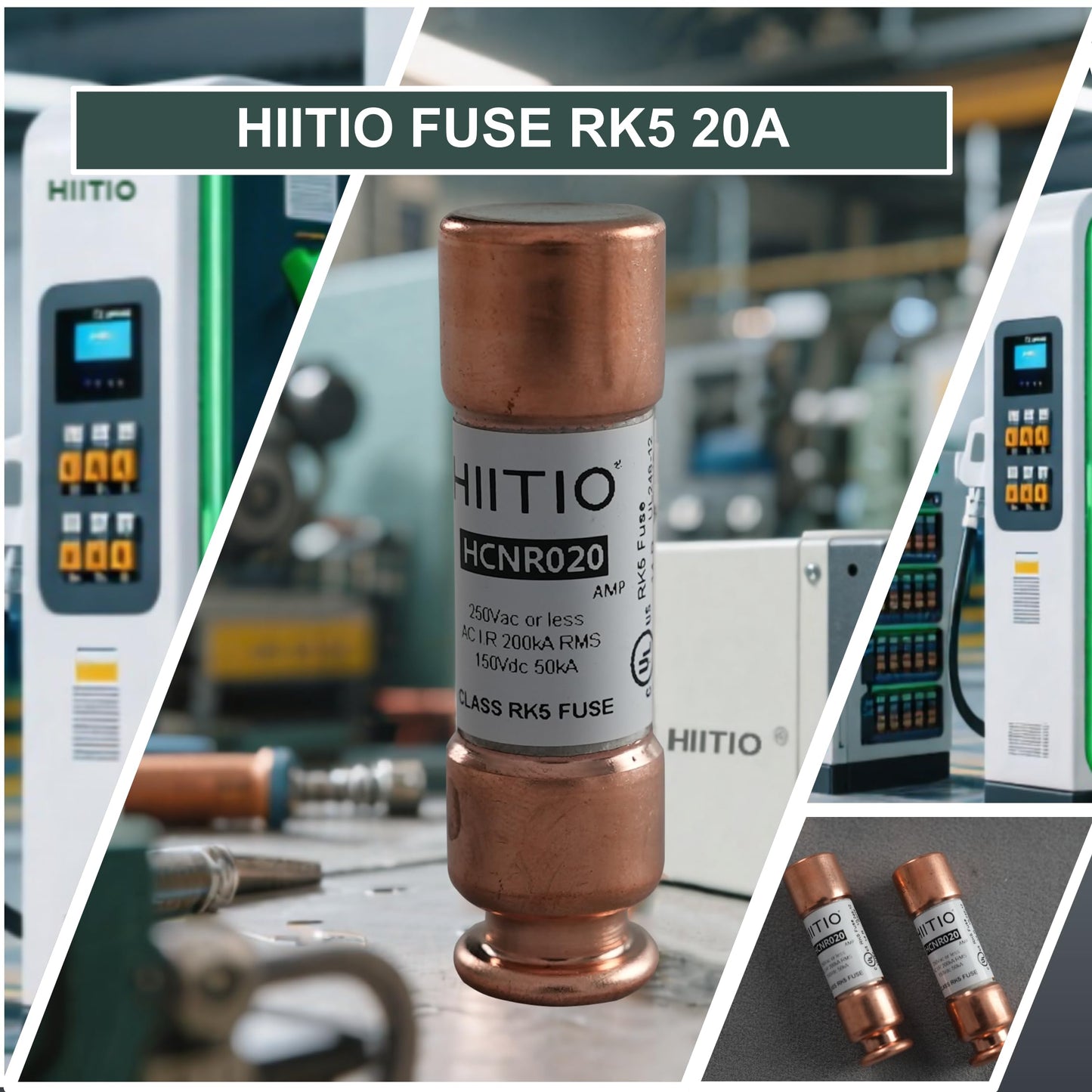 HIITIO 250Vac/150Vdc 20A Time Delay Fuse, RK5 Cartridge Fuse, Class R, Fusetron Dual Element Time-Delay Current Limiting Class UL Listed (Pack of 2)