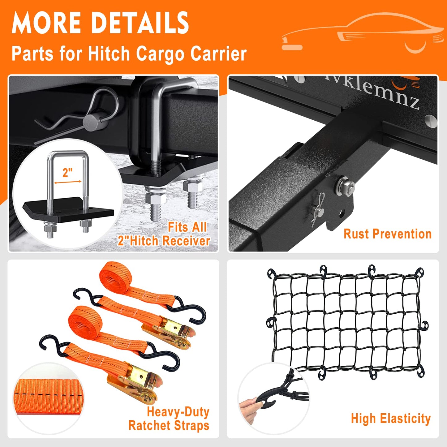 Foldable Hitch Cargo Carrier, 60" X 20" X 6" Heavy Duty Trailer Hitch Mount Luggage Basket with 500lb Capacity + 16 Cubic Waterproof Cargo Carrier Bag, Suitable for SUV, Truck, Car Traveling