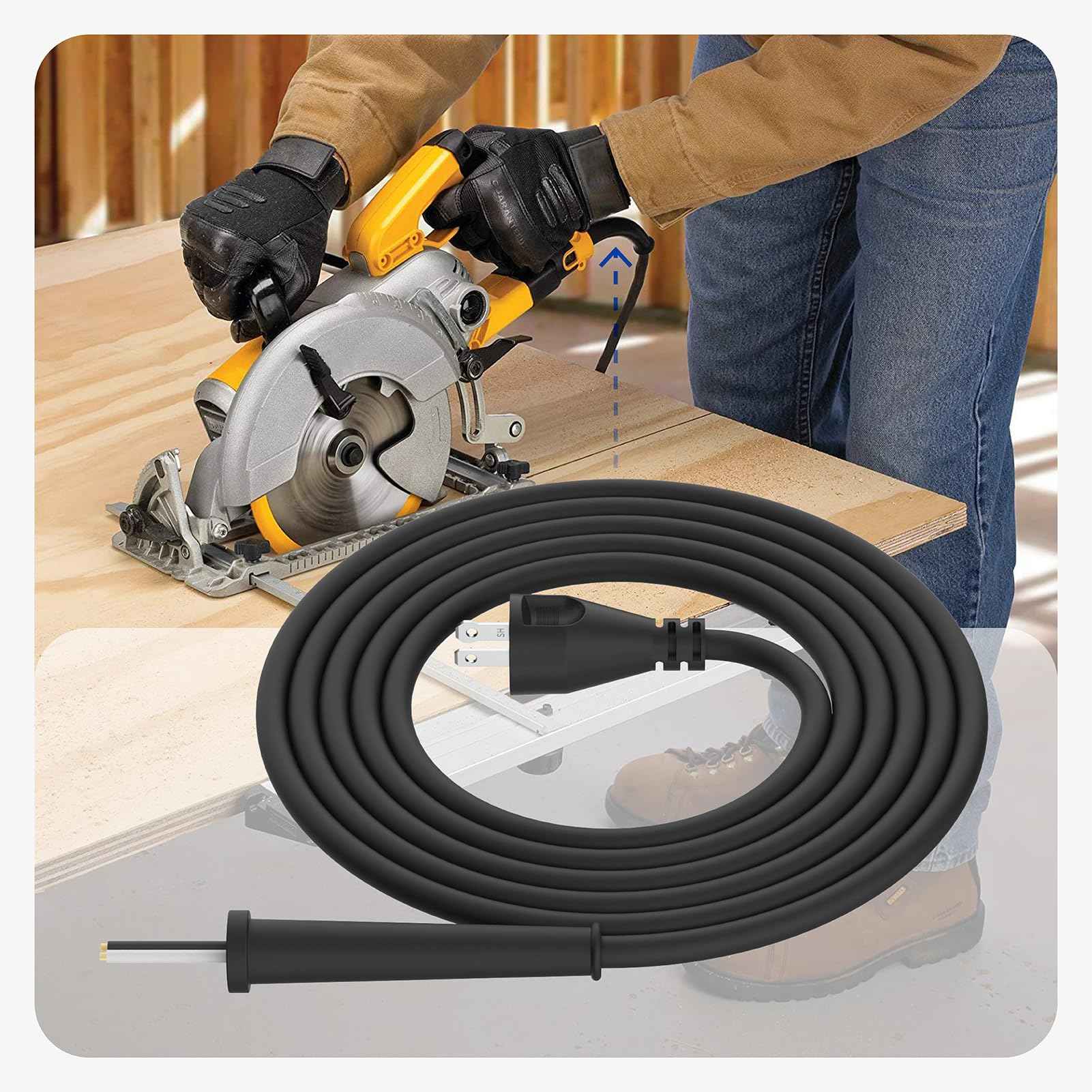 33007898 Power Cord compatible with DEWALT Miter Saw, Circular Saw, Polisher, Sander, Small Table Saw, 10ft 16 Gauge 2 Wire Power Cord for DW704 DW708 DW360 DW364 DWP849X DWP849 DW421
