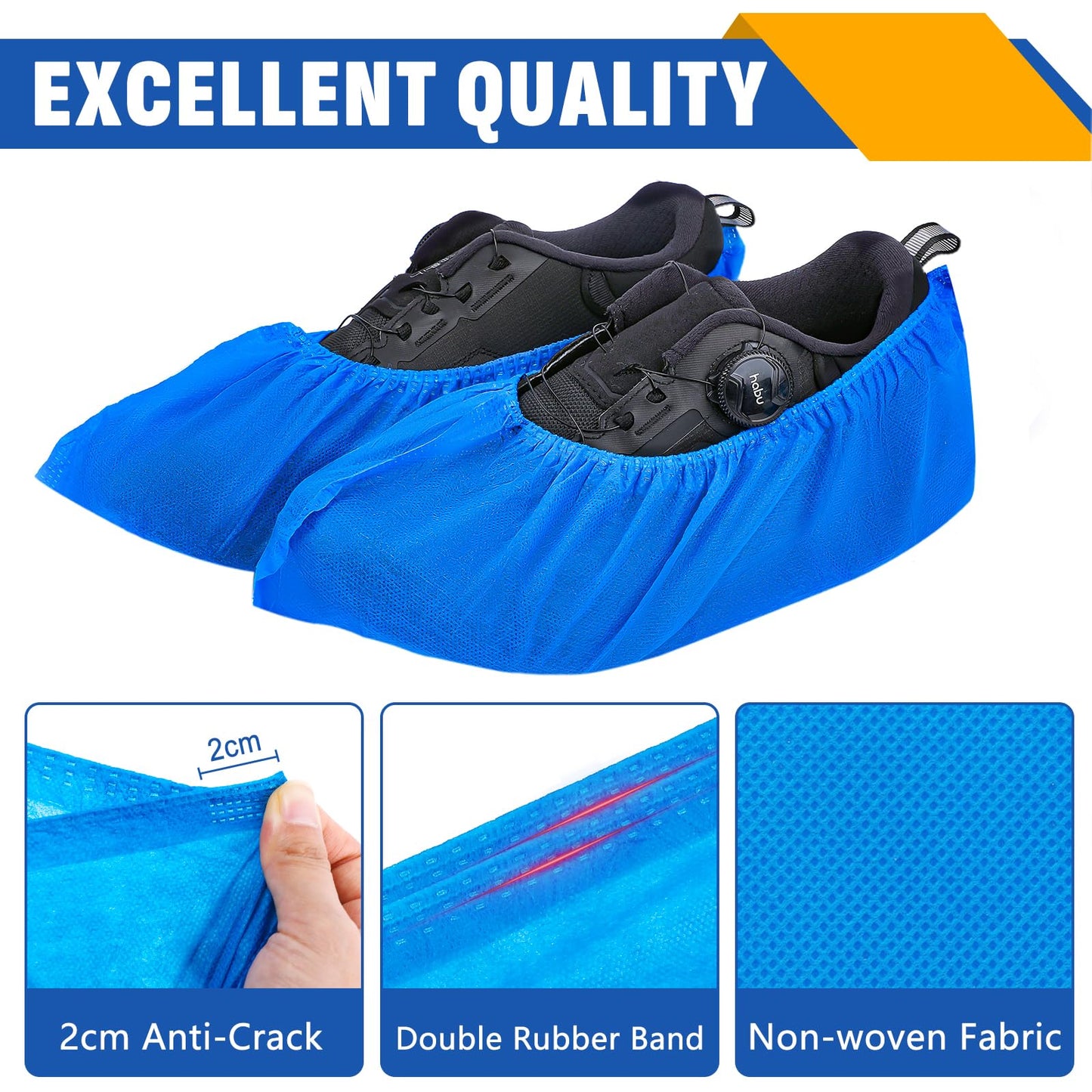 120 Pack(60 Pairs) Shoe Covers Disposable, Non-woven Fabric Shoes Covers for Indoor, Blue Durable & Reusable Disposable Boot & Shoe Covers, Larger Size Fits Various Shoes