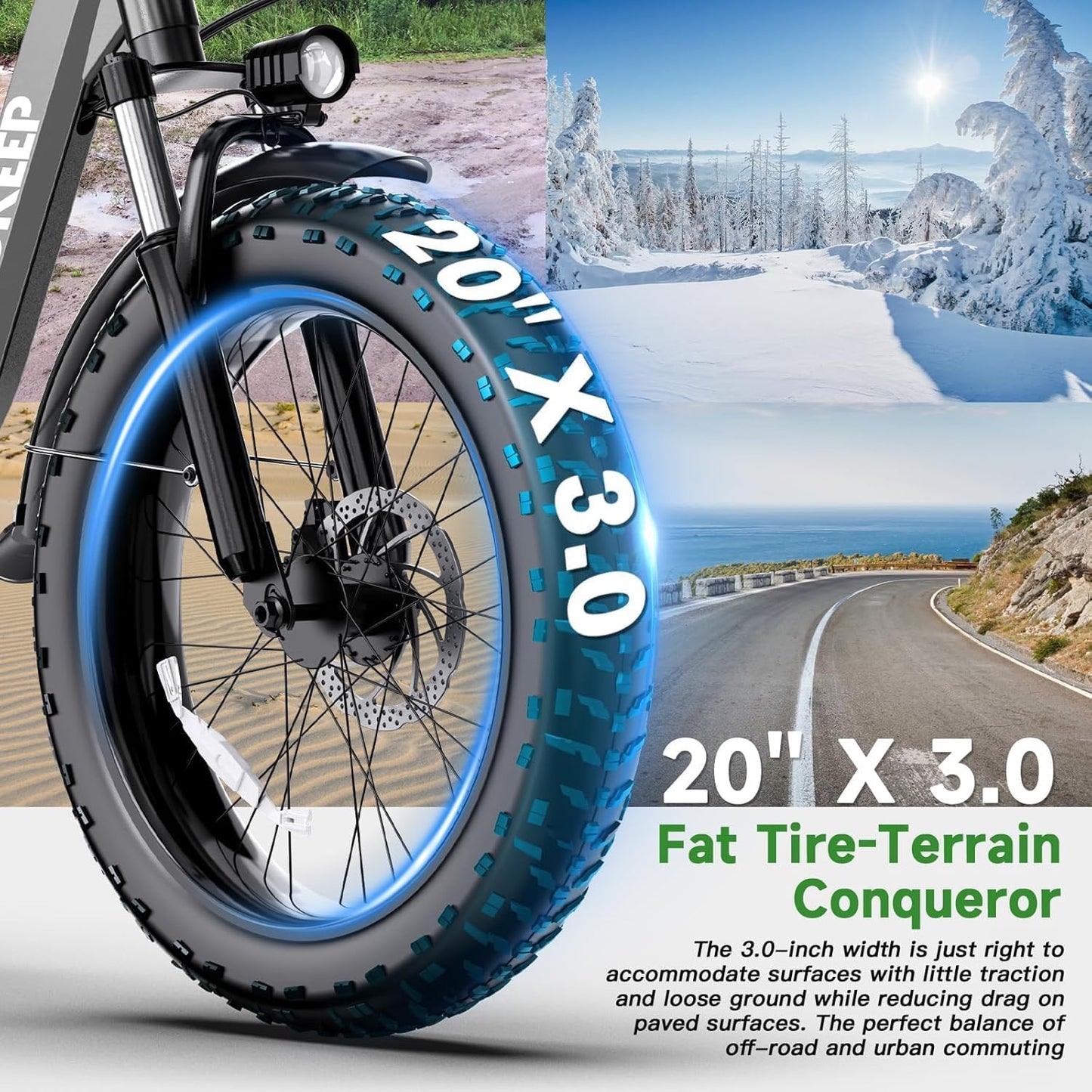 **Skiennix 1800W Electric Bike - 52V Removable Battery, 86 Miles Range, Foldable Fat Tire, 7-Speed | Max 330LBS**