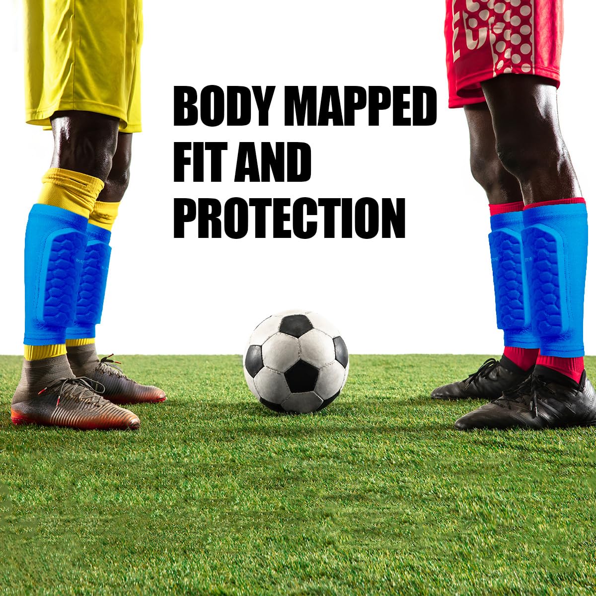 Soccer Shin Guards for Kids Youth Adults, Ski Shin Guards Sleeves for 2-18 Years Old Boys Girls Men, Calf Compression Sleeve with Honeycomb Pads, Espinilleras de Futbol para Hombres (Blue, XS)