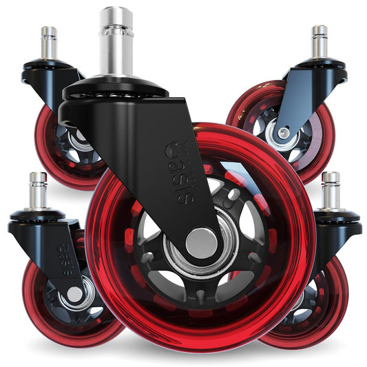 Original Rollerblade Office Chair Wheels - Smooth, Quiet Casters for Hardwood & Carpet - Easy Universal Fit - Set of 5