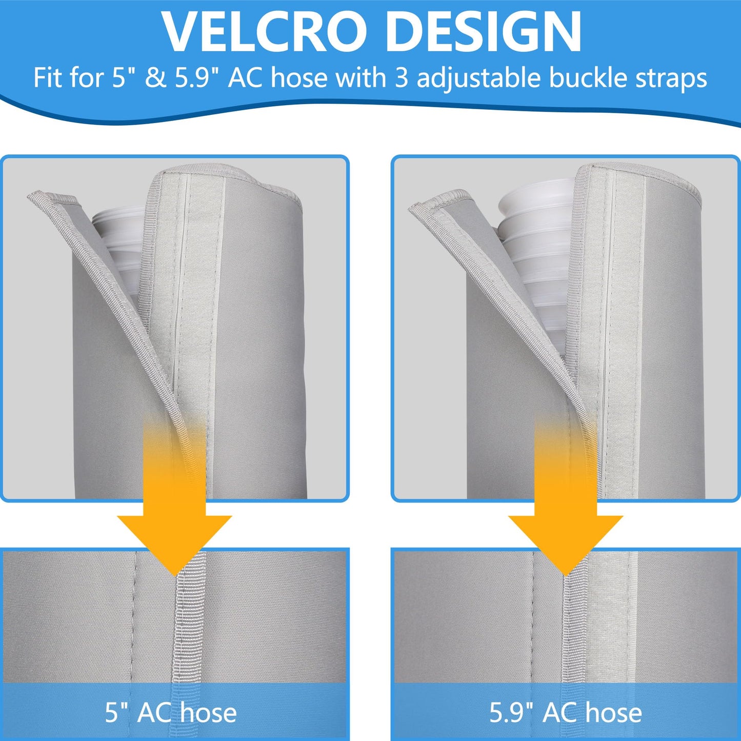 Portable Air Conditioner Hose Cover, Portable AC Hose Duct Vent Insulation Sleeve AC Hose Insulated Cover Wrap for 5" & 5.9" Diameter AC Exhaust Hoses Tube for Heat Reduction