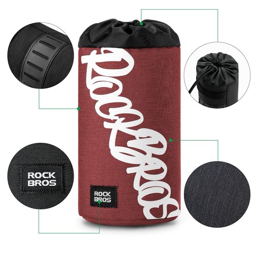 ROCKBROS Bike Water Bottle Holder Handlebar Bike Feedbag with Quick Access, Universal Compatible with Road Bike MTB E-Bike Cruiser Scooter Wheelchair Bottle Cages