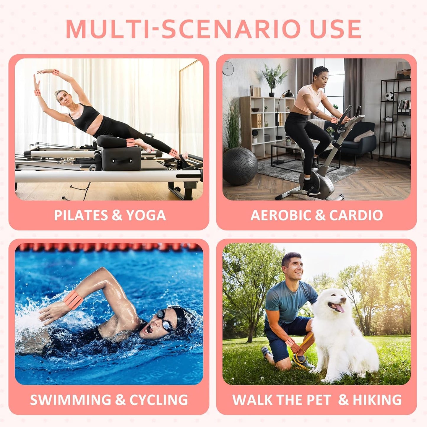Skiennix Adjustable Wrist & Ankle Weights - Premium Silicone 1Lbs Each for Yoga, Pilates & Home Workouts