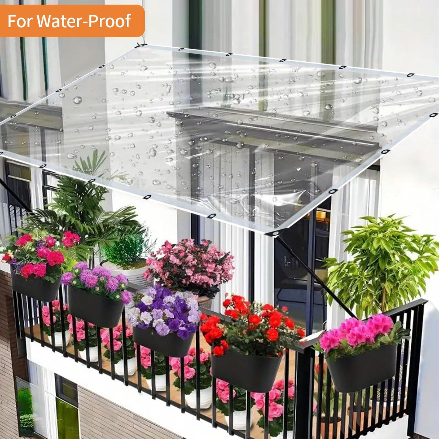 Clear Tarps Heavy Duty Waterproof, 6x10ft Upgraded Edge Heat Fused Tear Resistant,Clear Tarps with Grommetsfor Patio Fencing,Rain, Wind, Cold, Chicken Coops,and More（Windproof Rope and Tie-Downs）