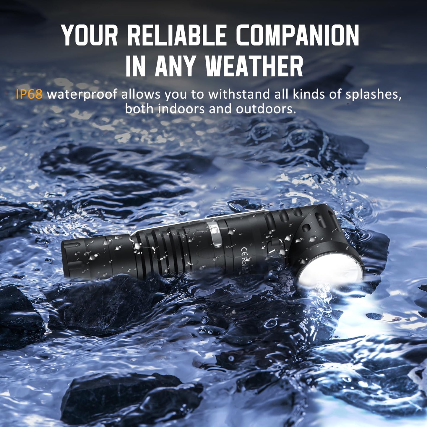 Wurkkos HD11 Right Angle Flashlight with Red Light, 1800 Lumens 90 Degree Spotlight & Floodlight EDC Flashlight, IP68 Waterproof for Working Outdoors