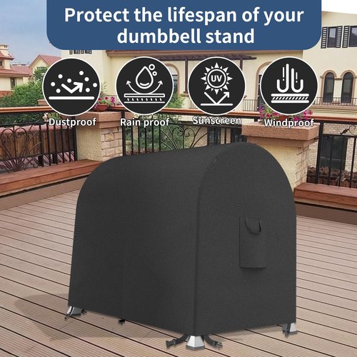 Dumbbell Weight Rack Cover,600D Oxford A-Frame Dumbbell Rack Cover,Equipment Home Gym Set Cover,for Storage Fitness Dumbbells,Outdoor Waterproof Workout Barbell Covers,Adjustable Accessories Dust Bag