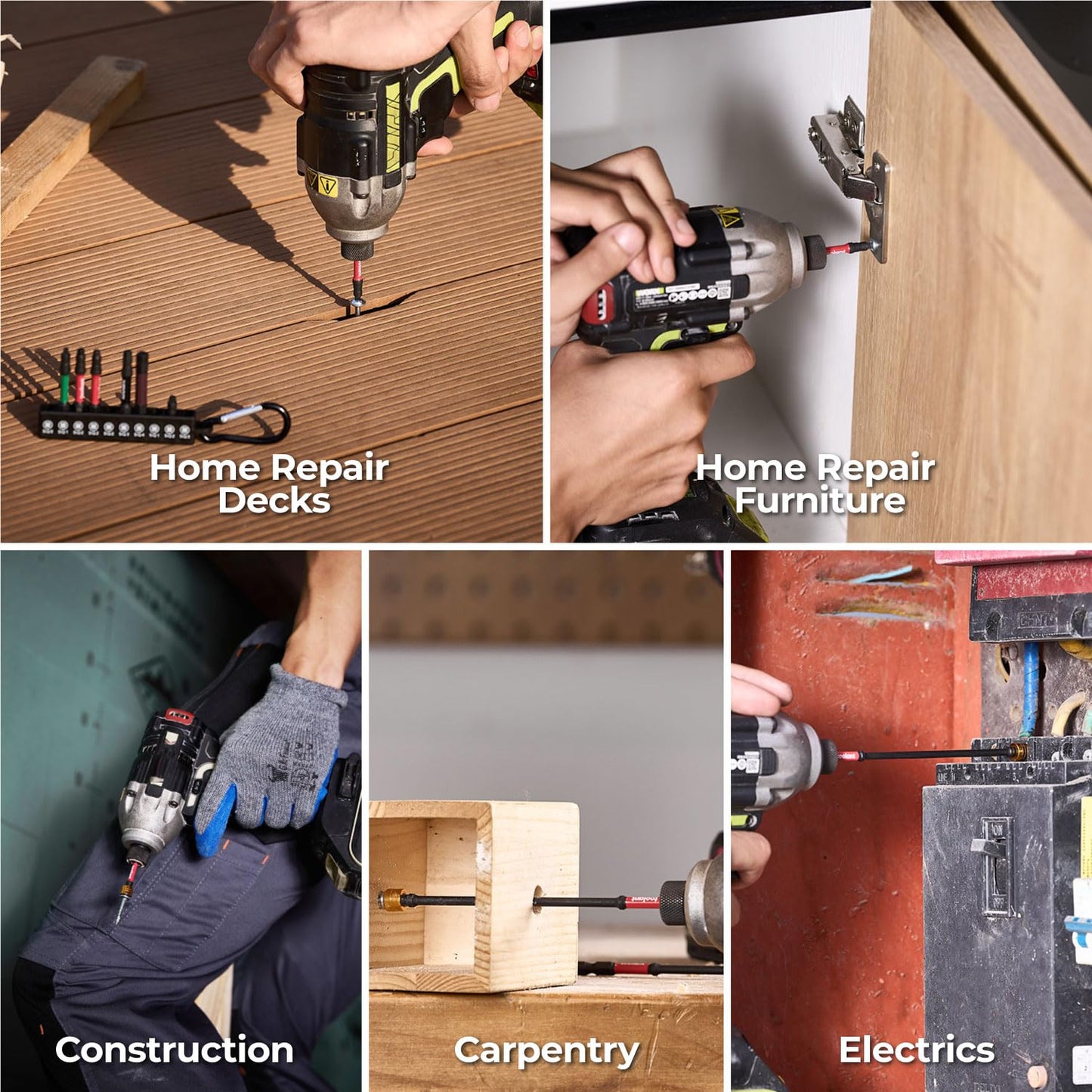 toolant Square Drive Bit Set, Square Impact Driver bits S2 Steel, Robertson Driver Bits Magnetic CNC Tips, Square 2 Impact Bit 1/4" Hex-Shank with Storage Box, 10pcs SQ2 2" Long