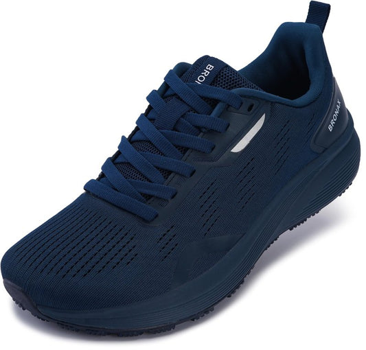 BRONAX Wide Toe Box Road Running Shoes for Men Lightweight Athletics Lace up Mesh Walking Training Size 13w Tennis Sneakers Fitness Workout Jogging Male Footwear Dark Bule 47