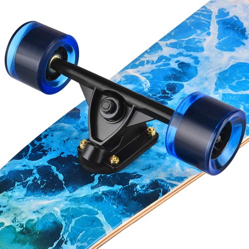 42 Inch Longboard Skateboard Complete Cruiser,The Original Artisan Maple Skateboard Cruiser for Cruising, Carving, Free-Style and Downhill（Sea Wave）