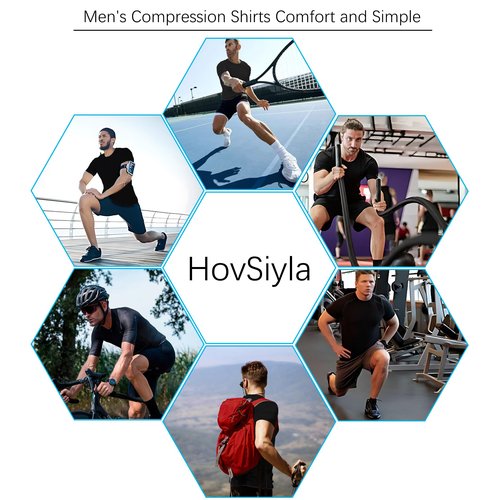 HovSiyla 5 Pack Men's Compression Shirts Cool Dry Short Sleeve Baselayer Athletic Workout T Shirts 2Black 2 White 1 Grey Large