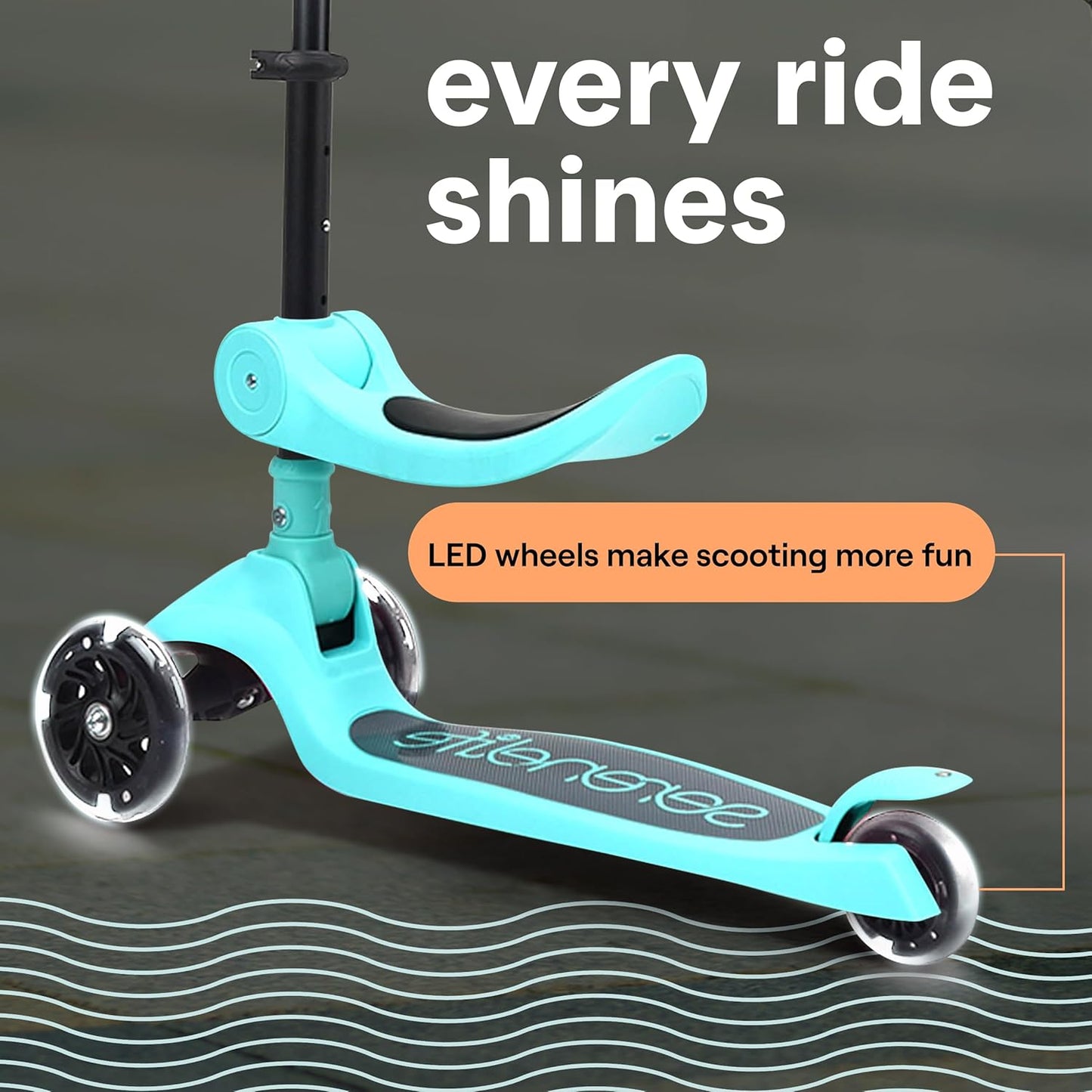 SereneLife 3-Wheel Kids Scooter - Foldable Design, LED Wheel Lights, Adjustable Handlebar | For Toddlers & Kids 3+, Up to 110 lbs