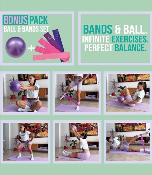 Portable Pilates Reformer Board Set with Resistance Bands Ball Timer Display for Home Workout Fitness Abs Glutes Women Foldable Multifunction Pilates Machine (Pilates Big)