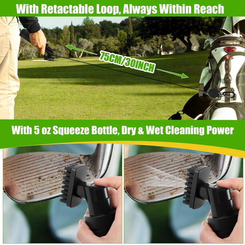 Ciawlro Golf Clubs Cleaning Kits, Golf Brush and Towel, Club Cleaner Accessories with Retractable Squeeze 5 oz Water Bottle, Groove Scrubber Cleaner for Golf Cart Accessories Gift Stuff for Men Women