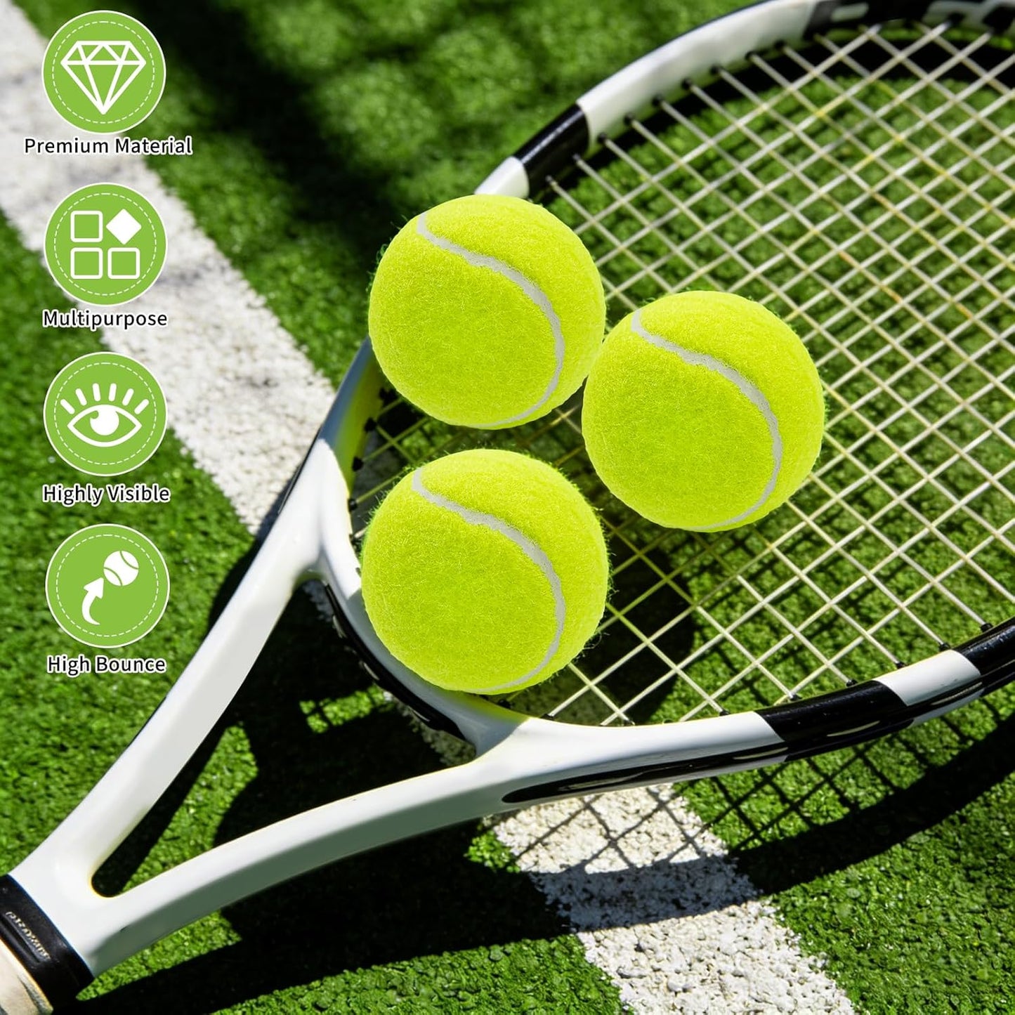 Skiennix 16 Pack Tennis Balls - High Elasticity Training Balls with Mesh Bag for Beginners & Pets | 2.56 in Yellow