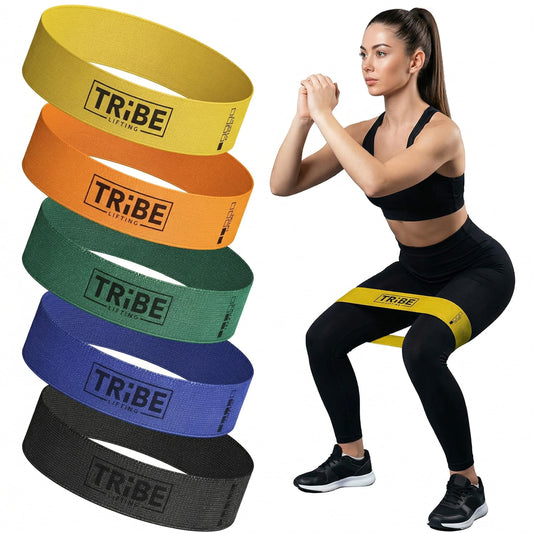 Fabric Resistance Bands for Working Out, 5-Band Set for Legs and Glutes