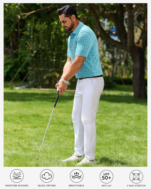 Alimens & Gentle Men's Moisture-Wicking Polo Shirt - Short Sleeve Golf & Tennis Style