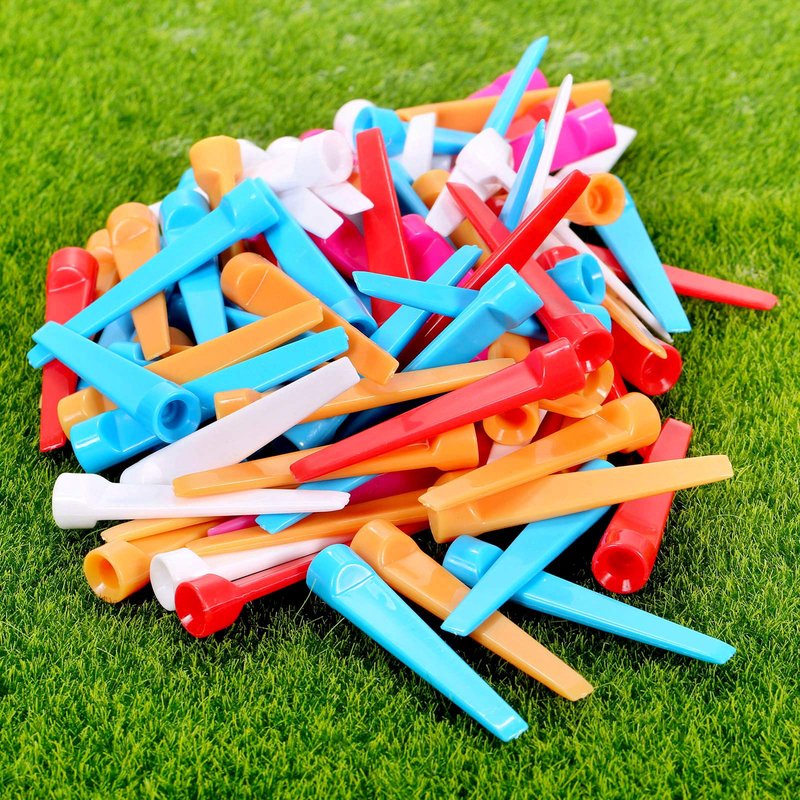 MUXSAM Wedge Golf Tees, Plastic 2-3/4 inch 100 Pack, 70mm Long Flat Tee Golf Practice Training Accessories for Men Women Golf Practice Random Color