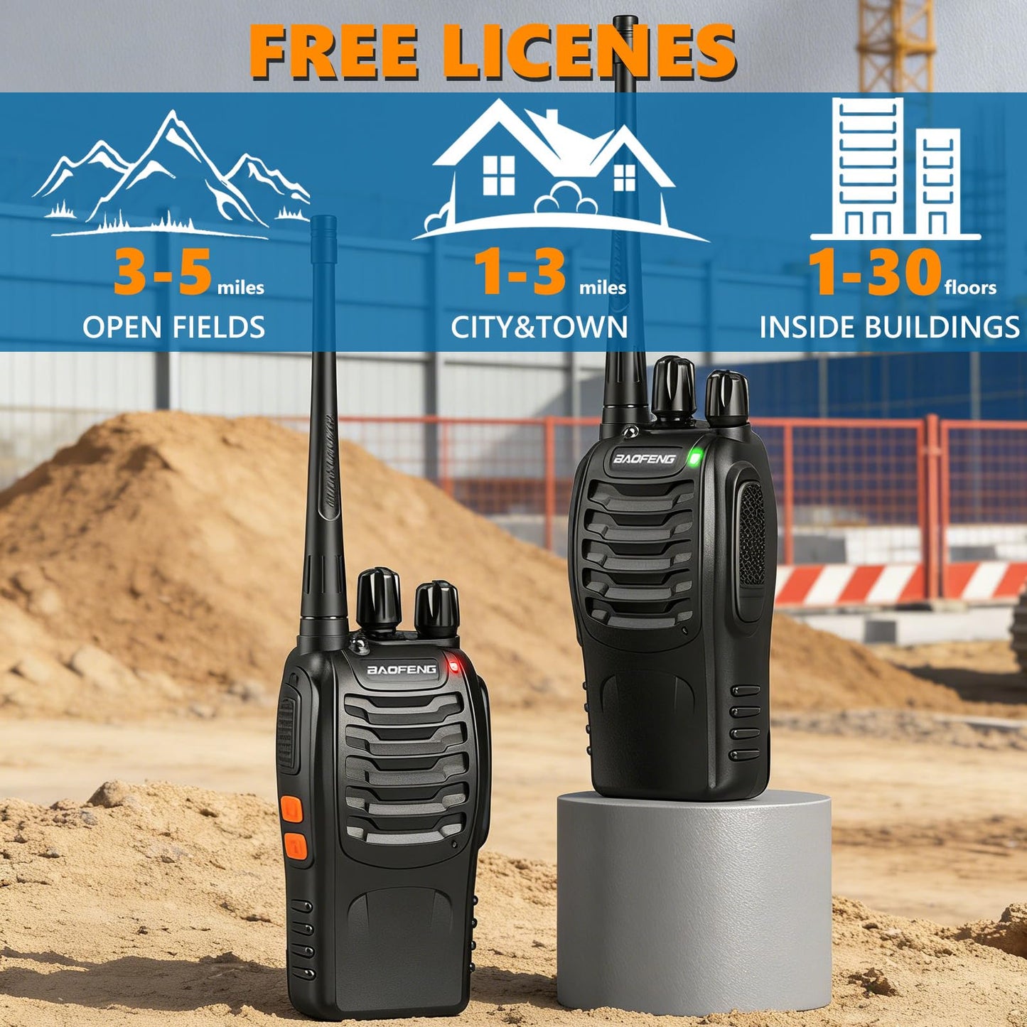 BAOFENG BF-888S 6Pack Long Range Walkie Talkies for Business and Adults Rechargeable Two Way Radios with 6-Way Charger, Programming Cable & Headphones, FCC Certified 16 Channel UHF Radios