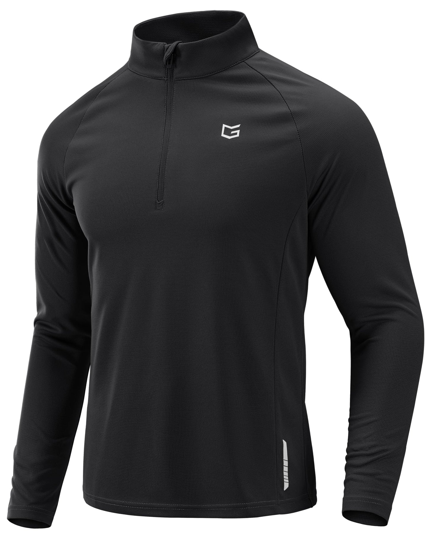 G Gradual Men's Running Shirts Long Sleeve Athletic Shirt Lightweight Quick Dry Quarter Zip Pullover for Men Workout Gym Golf(Black,XL)