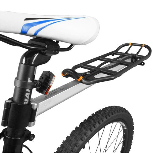 Ibera Seatpost-Mounted Rear Bike Rack - Quick-Release Bike Cargo Rack for 26"/700c Frames - 22 lbs Capacity & Adjustable Length - Weather Resistant Bicycle Rear Rack, Lightweight Anodized Aluminum