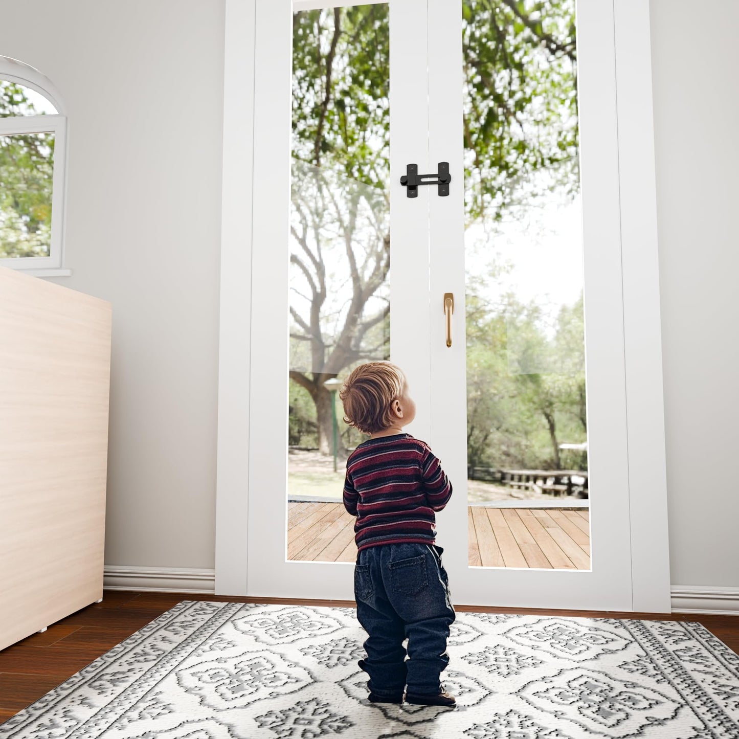 SANKEYTEW 180 Degree Matte Black Bifold Latch Flip Sliding Barn Door Latches, Gate Latch for Barn Door, Sliding Door, Pet Door, Garage, Bathroom, Window, Outdoor