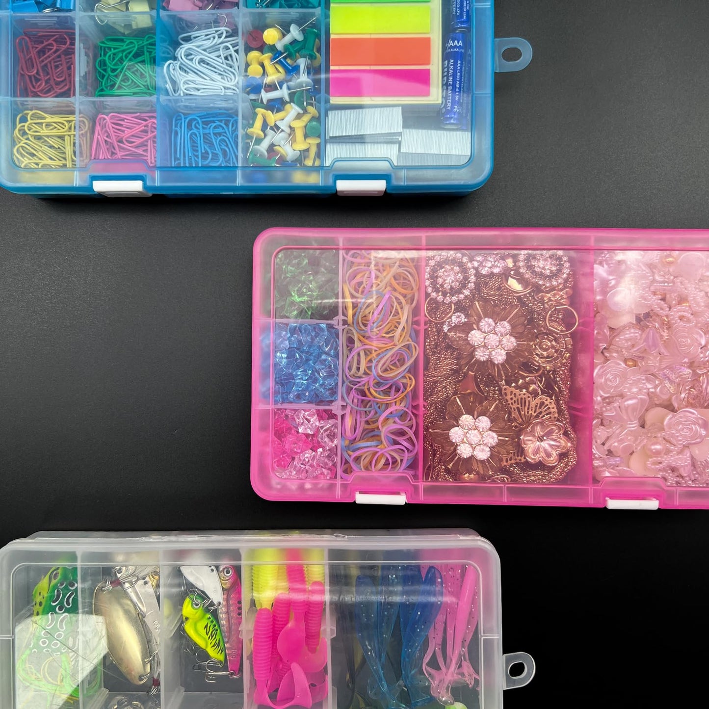 DUOFIRE Plastic Organizer Storage Box, Adjustable Divider 18 Grids, 2 Pack