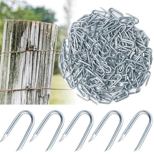 AHEONLAR Wire Fencing Staples (400PCS), 1'' Galvanised Fence Staples, U Nails Fence Fasteners Yard Cable Staples, U Shaped Nails for Wood, Chicken Wire, Mesh Fence, Woven Fencing and Wire Mesh