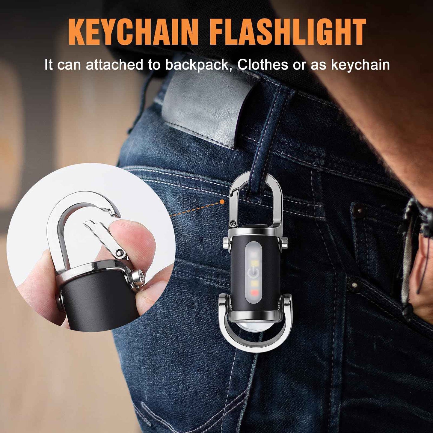 Ciwuzxs Rechargeable Keychain Flashlights, 800 Lumens EDC Mini Flashlights, COB Keychain Work Light Flashlights 7 Light Modes, Bright Mini Keychain Light for Walking, Searching and Hiking