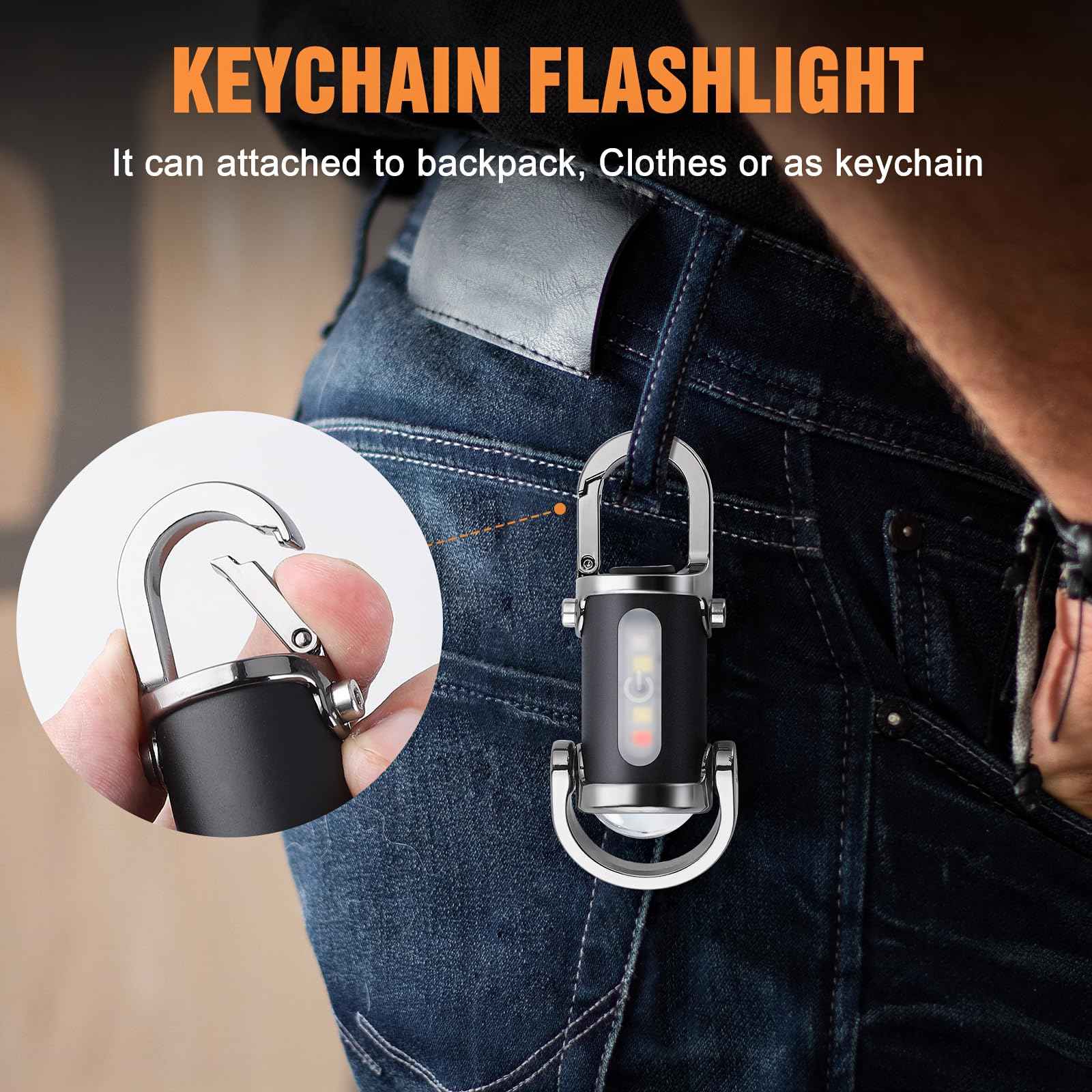 Ciwuzxs Rechargeable Keychain Flashlights, 800 Lumens EDC Mini Flashlights, COB Keychain Work Light Flashlights 7 Light Modes, Bright Mini Keychain Light for Walking, Searching and Hiking