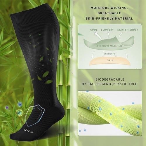 LEVSOX Wide Calf Compression Socks - Plus Size 15-20mmHg Knee High Support Stockings for Circulation