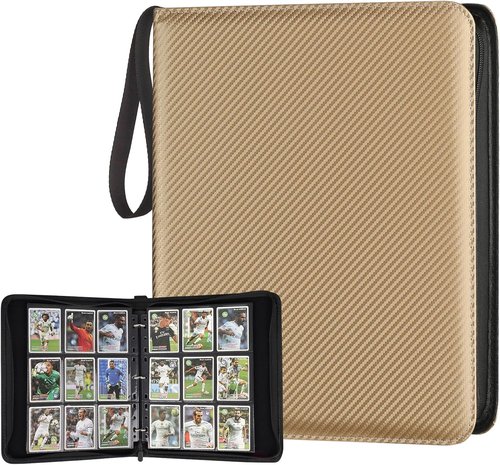 GERMUN 9 Pocket Card Binder - Premium Zip Trading Card Album for MTG, TCG & Sports Cards | Gold Finish