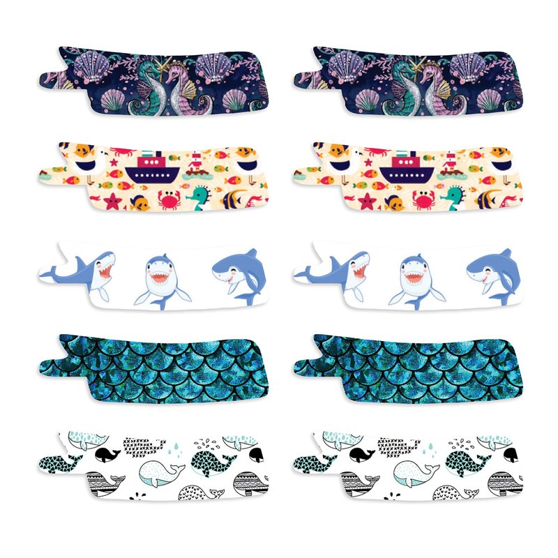 Nasogastric or Oxygen Tube precut Adhesive Tape Under the sea Mix x 10 Pack. (Mix Pack)