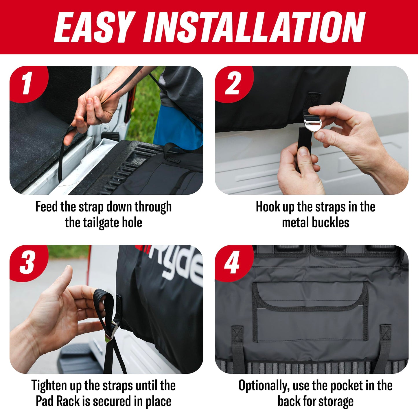 Truck Bike Tailgate Pad for 2 Bikes Bed Rack Holder Featuring Reversed Straps and Premium Metal Buckles for Enhanced Durability (2 Bike pad)