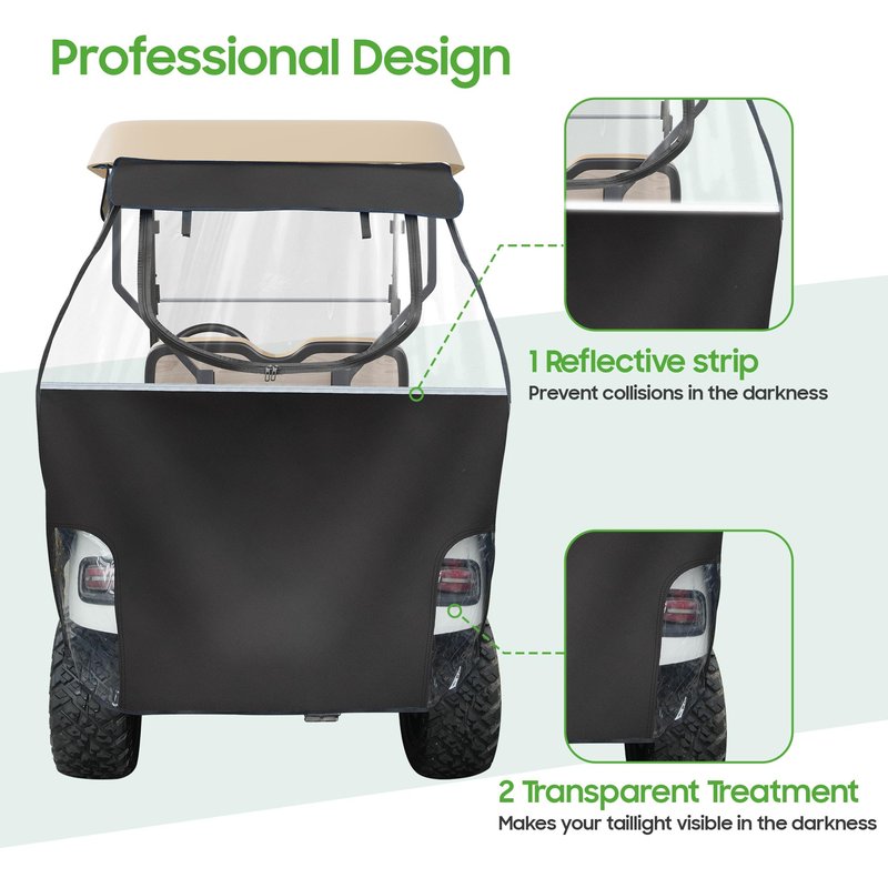 10L0L 3-Side Track Style Golf Cart Enclosure 2 Passenger Fits EZGO TXT & RXV Golf Cart Only, Heavy Duty 600D Waterproof Portable Drivable Golf Cart Storage Cover Enclosure (Track Style Black)