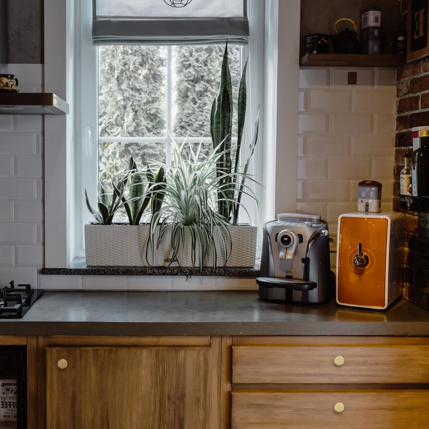 KOPPALIVE 2-Pack Solid Brass Kitchen Cabinet Knobs, Modern Gold Drawer Knobs for Dresser, Round Step Cabinet Knobs Pulls, Brushed Finish, Diameter 1-11/64 Inches