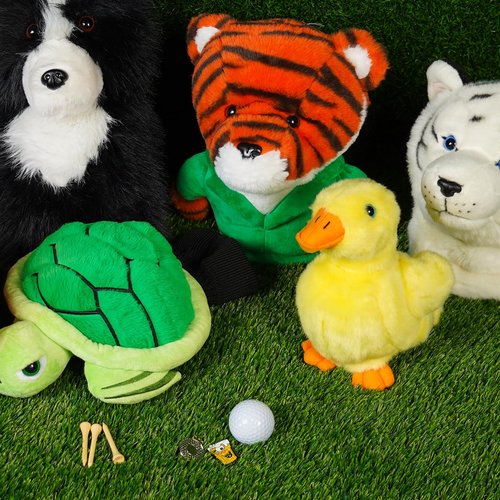 LZFAN Golf Club Covers for Woods and Drivers Funny Driver Headcover Animal Golf Club Head Covers Golf Gifts for Men Women Plush (Border Collie for Driver)