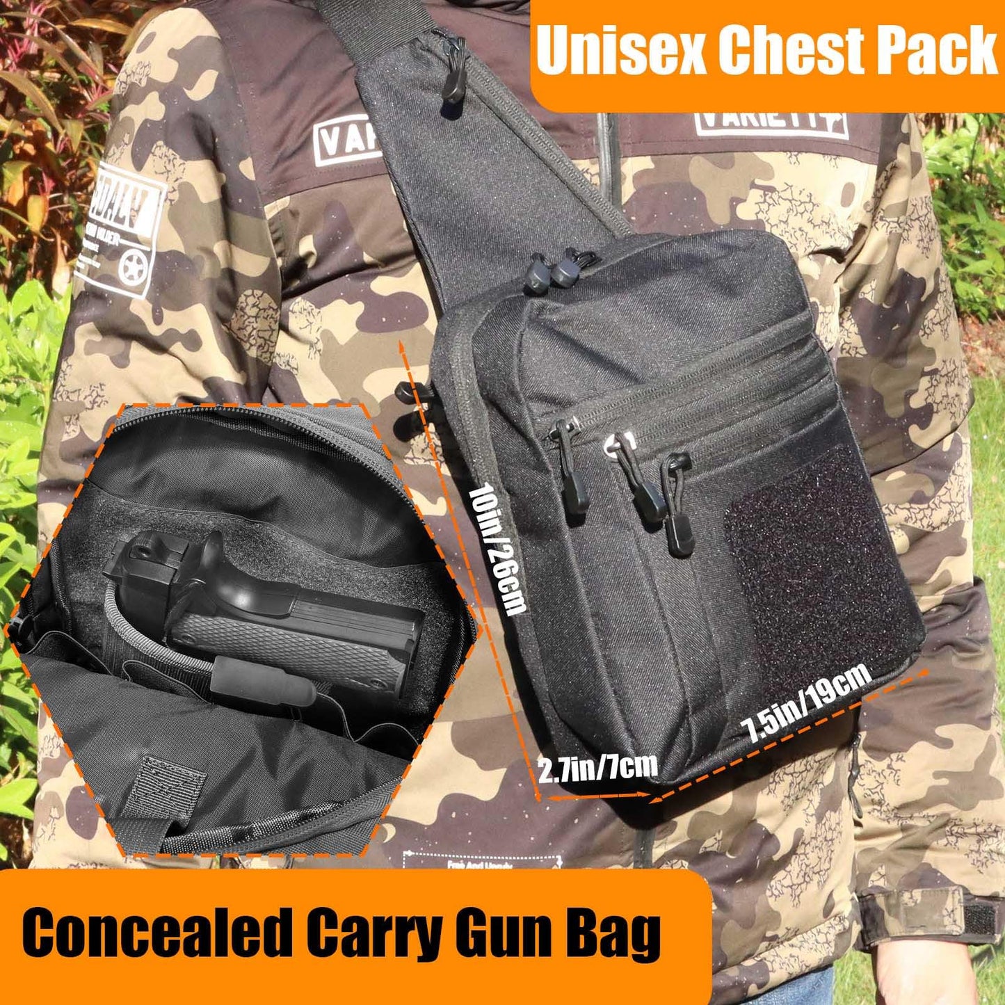 ONE WVW PIN CCW Sling Bag for Men Women, Gun Bag Chest Pack, EDC Shoulder Crossbody Bag with Holster of Pistol-Right Hand, Mens Range Bags Accessories Pink
