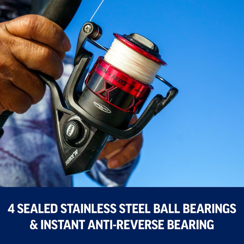 PENN Fierce IV Spinning Reel and Fishing Rod Combo, Black/Red