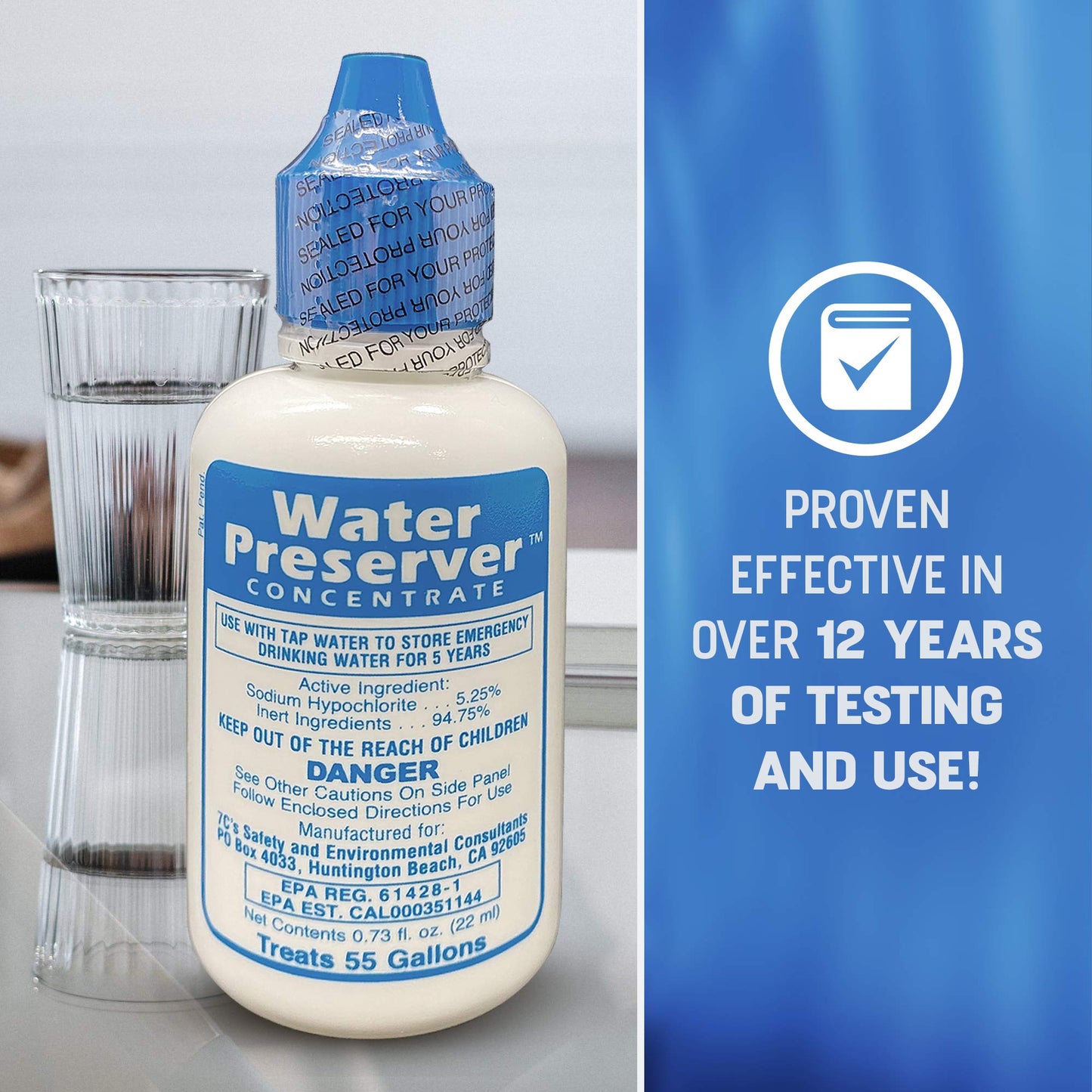 HGFLMR Water Preserver Concentrate for 55 Gallon, 5-Year Emergency Drinking Water Treatment and Storage Drops