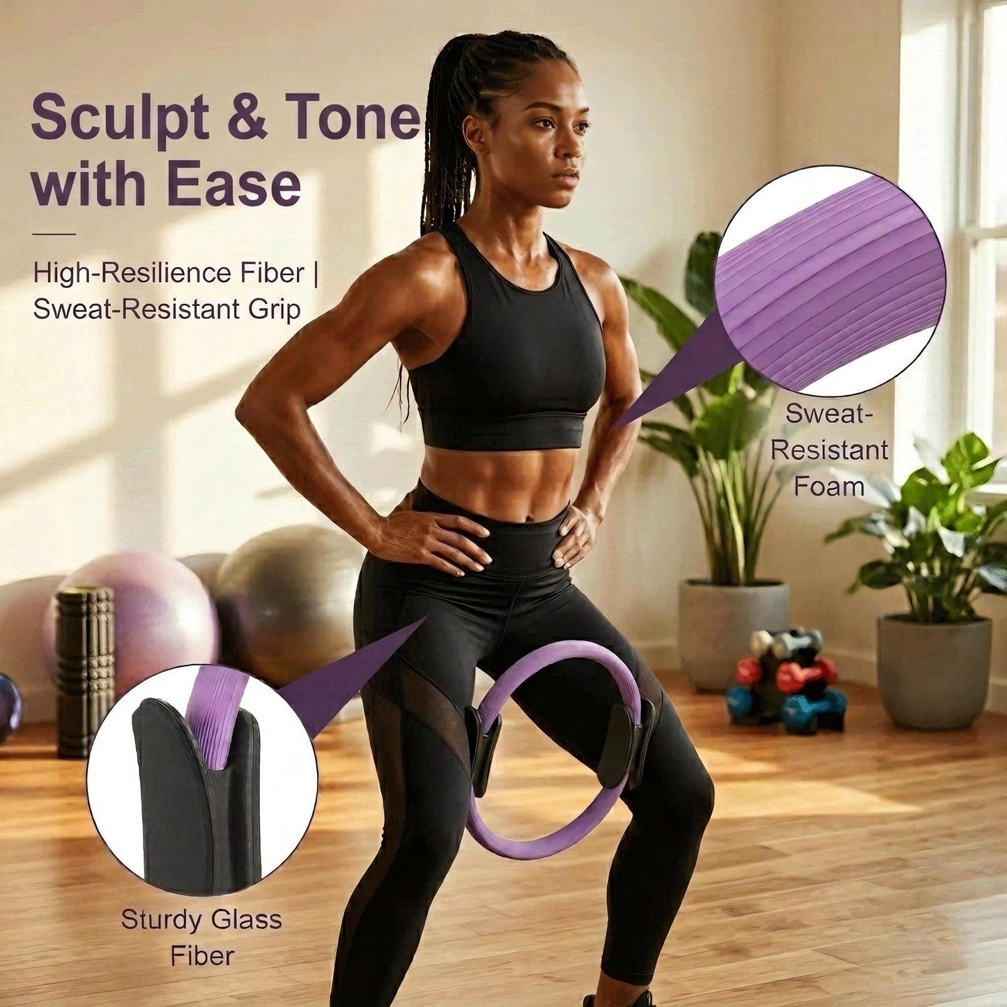 VIJLXI Pilates Kit, Home Pilates Equipment with Pilates Ring, Ball & 5 Resistance Bands, Core Strength Training for Flexibility & Muscle Toning