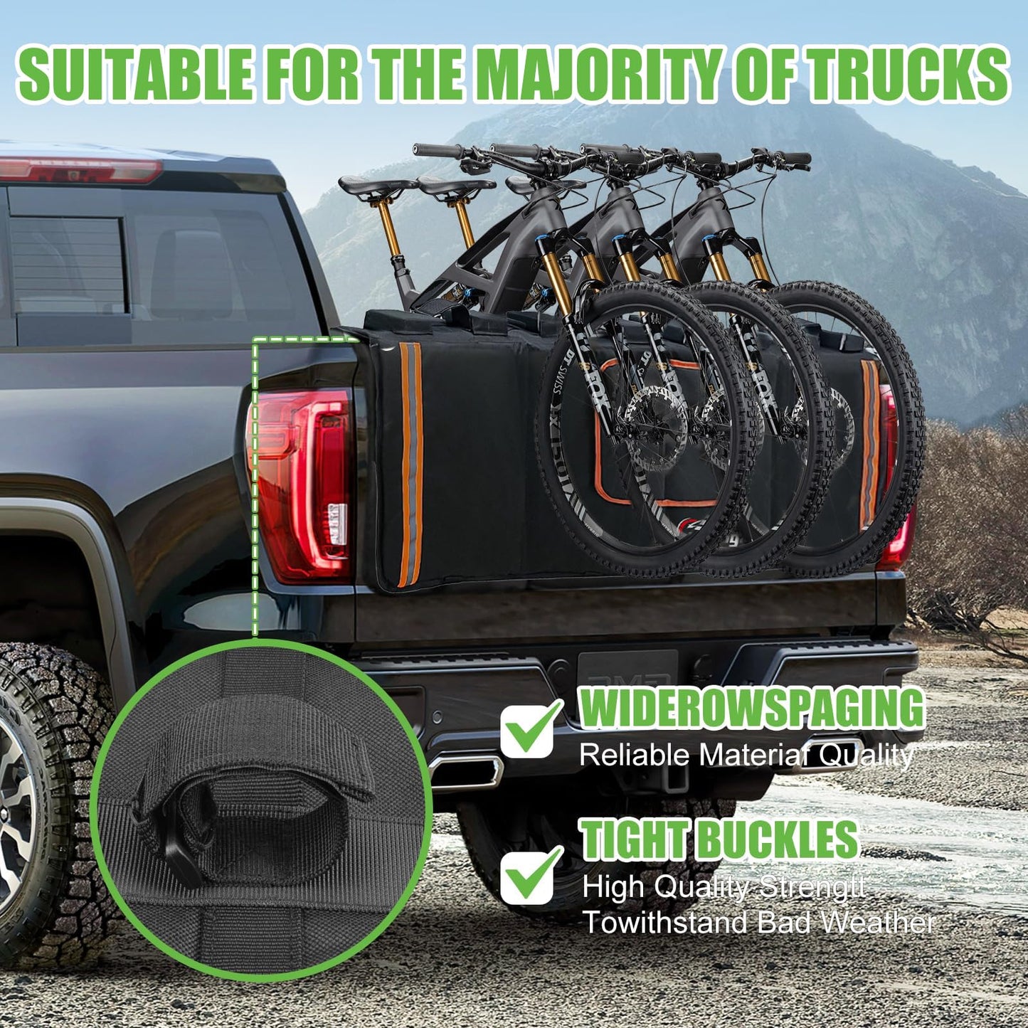 Umaogus Tailgate Bike Pad, 52in Upgraded Thickened Groove Design Truck Tailgate Pad for Mountain Bikes, Road Bicycle, Tailgate Cover with Reflective Strips and Tool Pockets