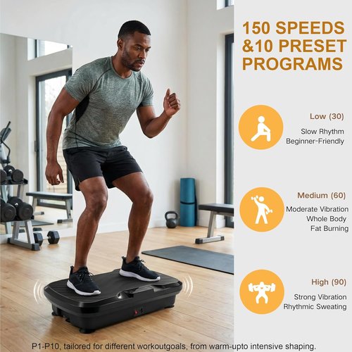 BARWING Vibration Plate - Whole Body Exercise Machine for Lymphatic Drainage | 300 LBS Capacity with Resistance Bands