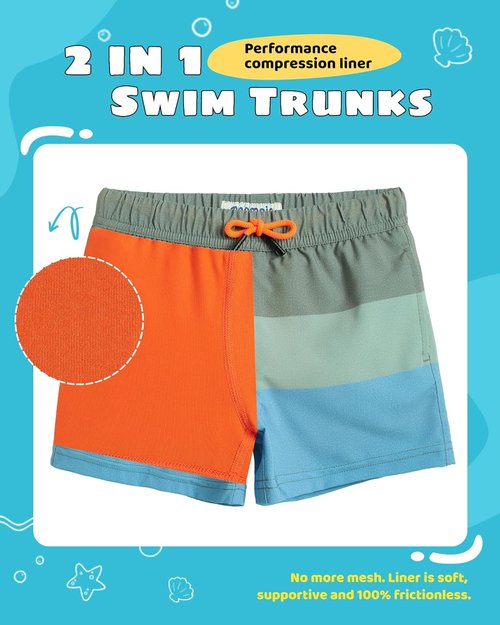 Maamgic Boys Swim Trunks - Compression Liner Toddler Stretch Swim Shorts for Comfort and Performance