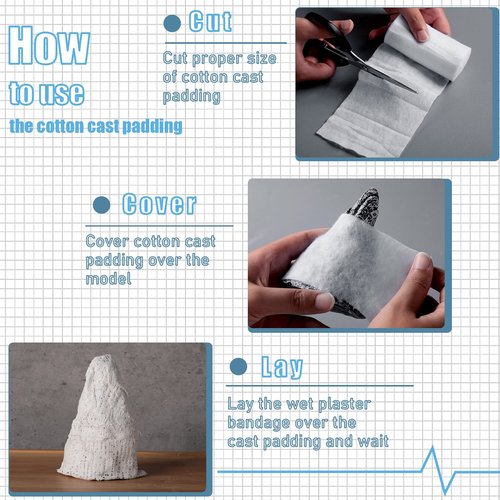 Treela 24 Rolls Cast Padding Individual Pack Undercast Padding Roll Wrap Bandage with Plaster Soft Cloth for Halloween Wrap Bandage Art Projects Body Casts Mask Making Supplies(4 Inch x 8.9 ft)